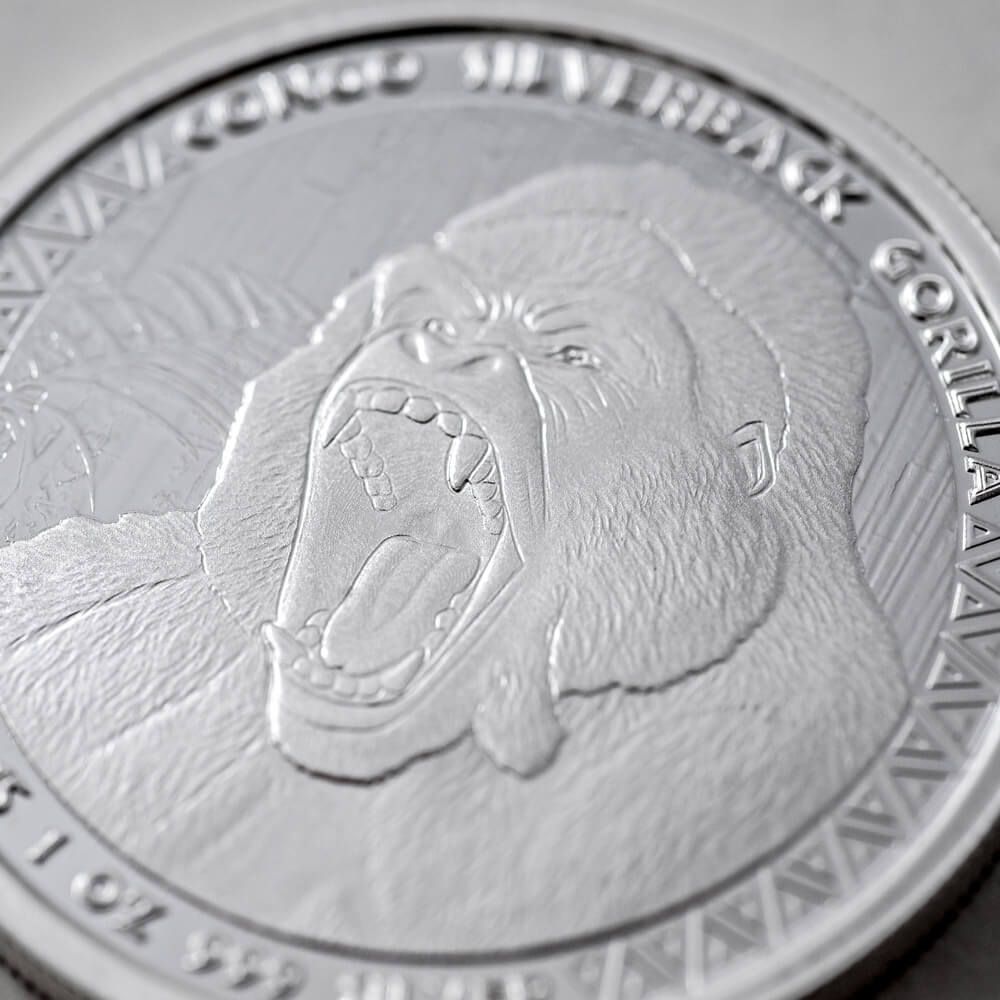 2015年　スコッツデールミント1ozファインシルバープルーフ 2015 Congo Silverback Gorilla 1 Oz Silver Coin