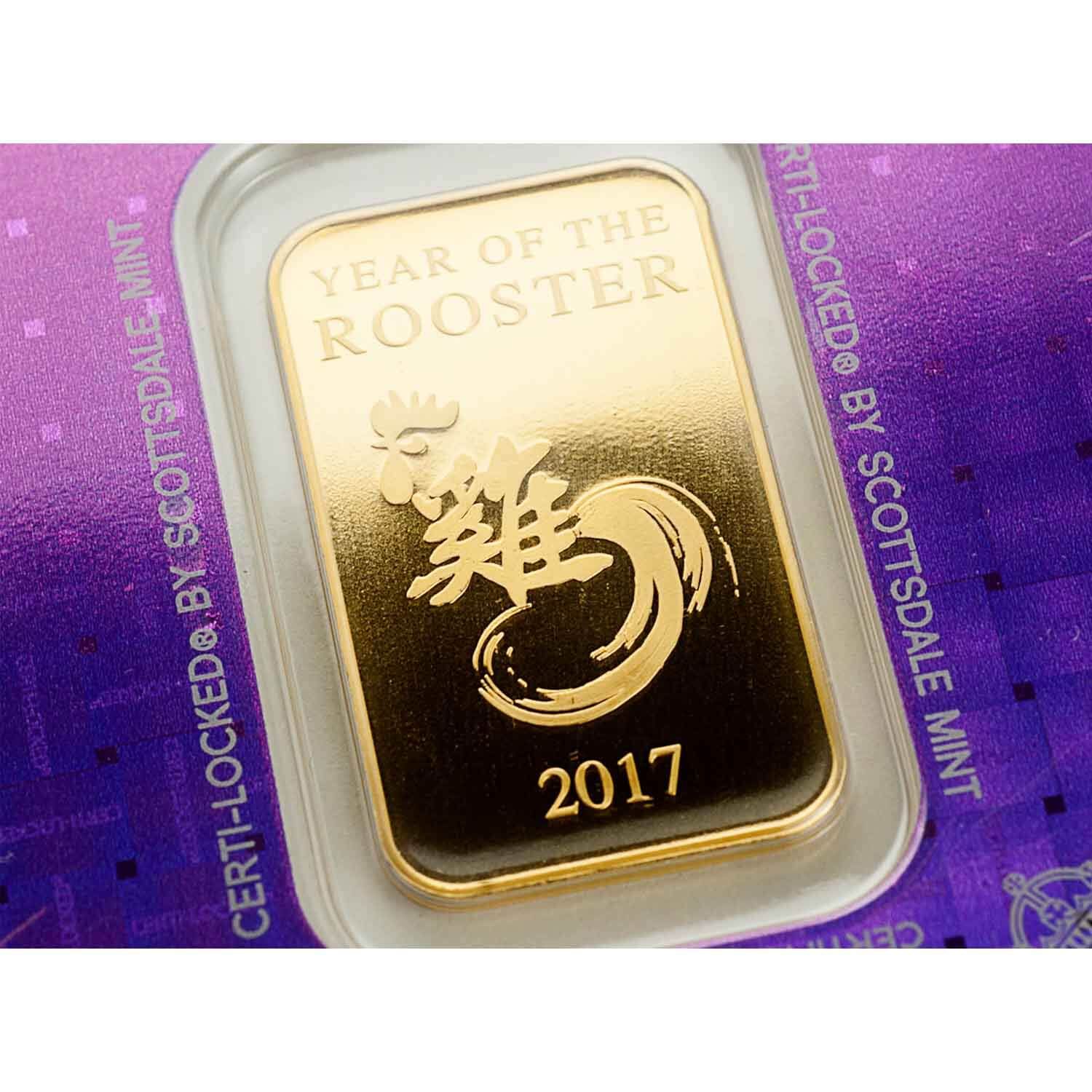 Scottsdale Mint | 2017 Year of the Rooster 1oz Gold Bar