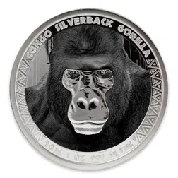 2016 Congo Gorilla 1 oz Silver Colorized Coin