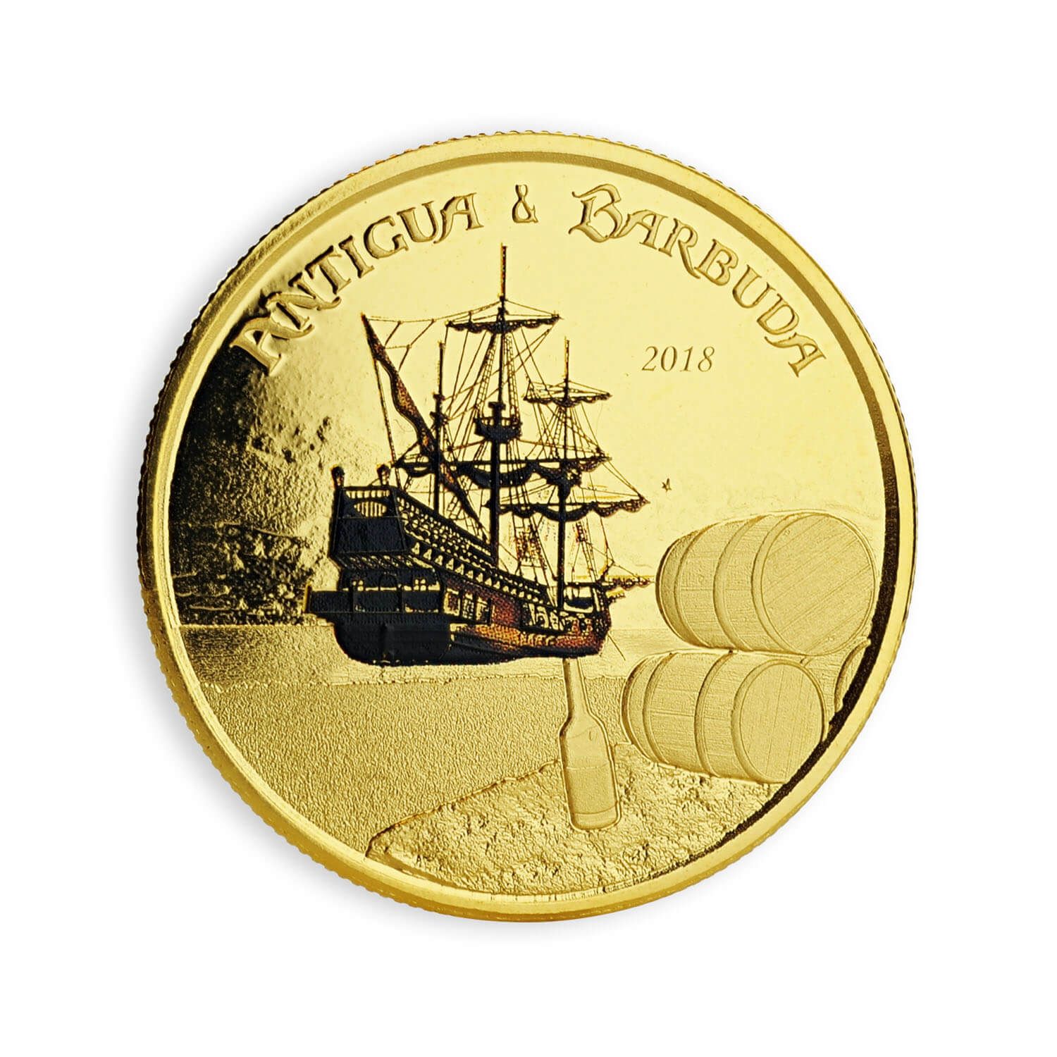 2018 EC8 Antigua & Barbuda “Rum Runner” 1 oz Gold Color Coin
