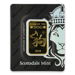 2018 Year of the Dog 1 oz Gold Bar