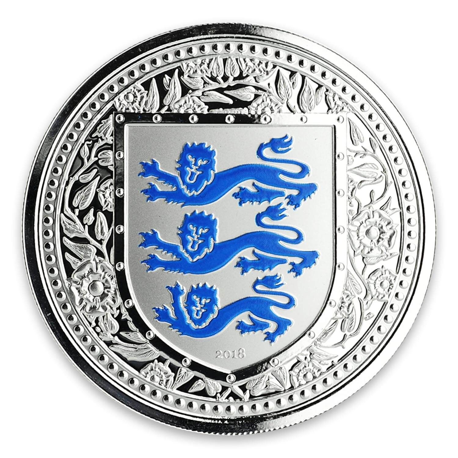 2018 Royal Arms of England 1 oz Silver Color Coin (Blue)