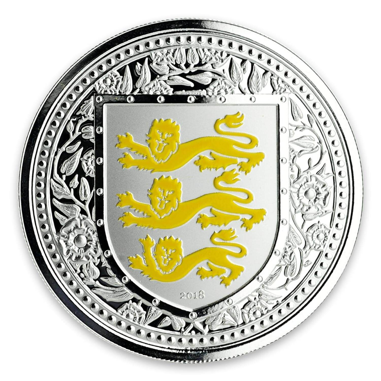 2018 Royal Arms of England 1 oz Silver Color Coin (Yellow)