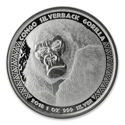 2018 Congo Silverback Gorilla 1 oz Silver Coin