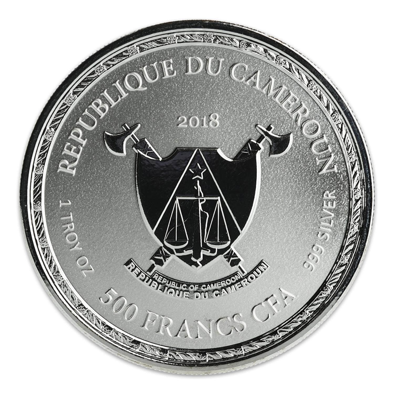 2018 Cameroon Imperial Dragon 1 oz Silver Coin