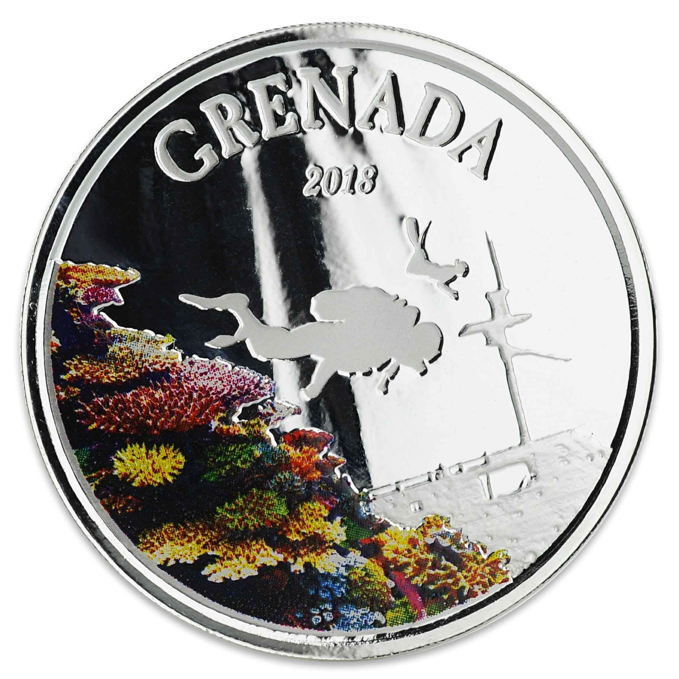 2018 EC8 Grenada “Diving Paradise” 1 oz Silver Color Coin