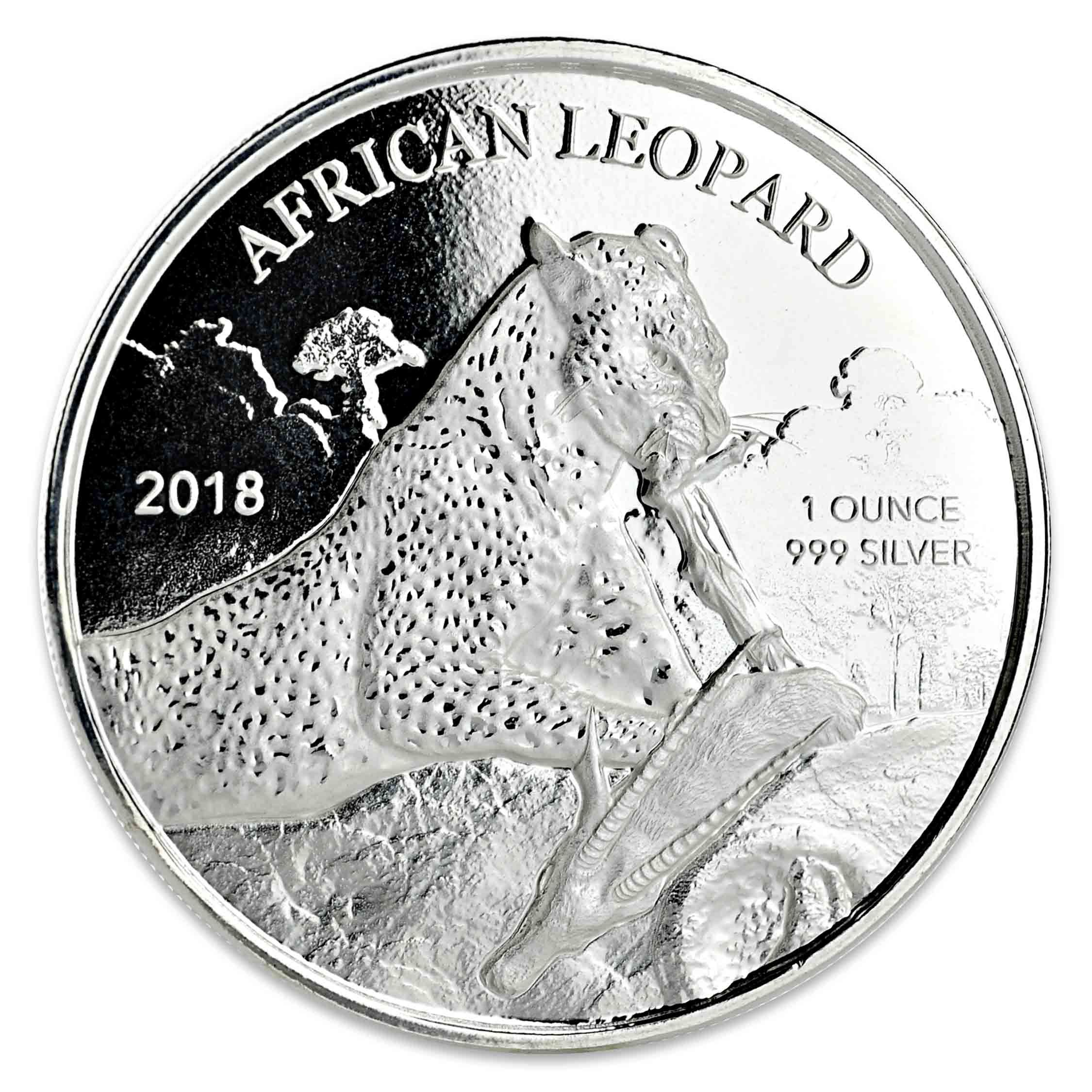 2018 Ghana African Leopard 1 oz Silver Coin