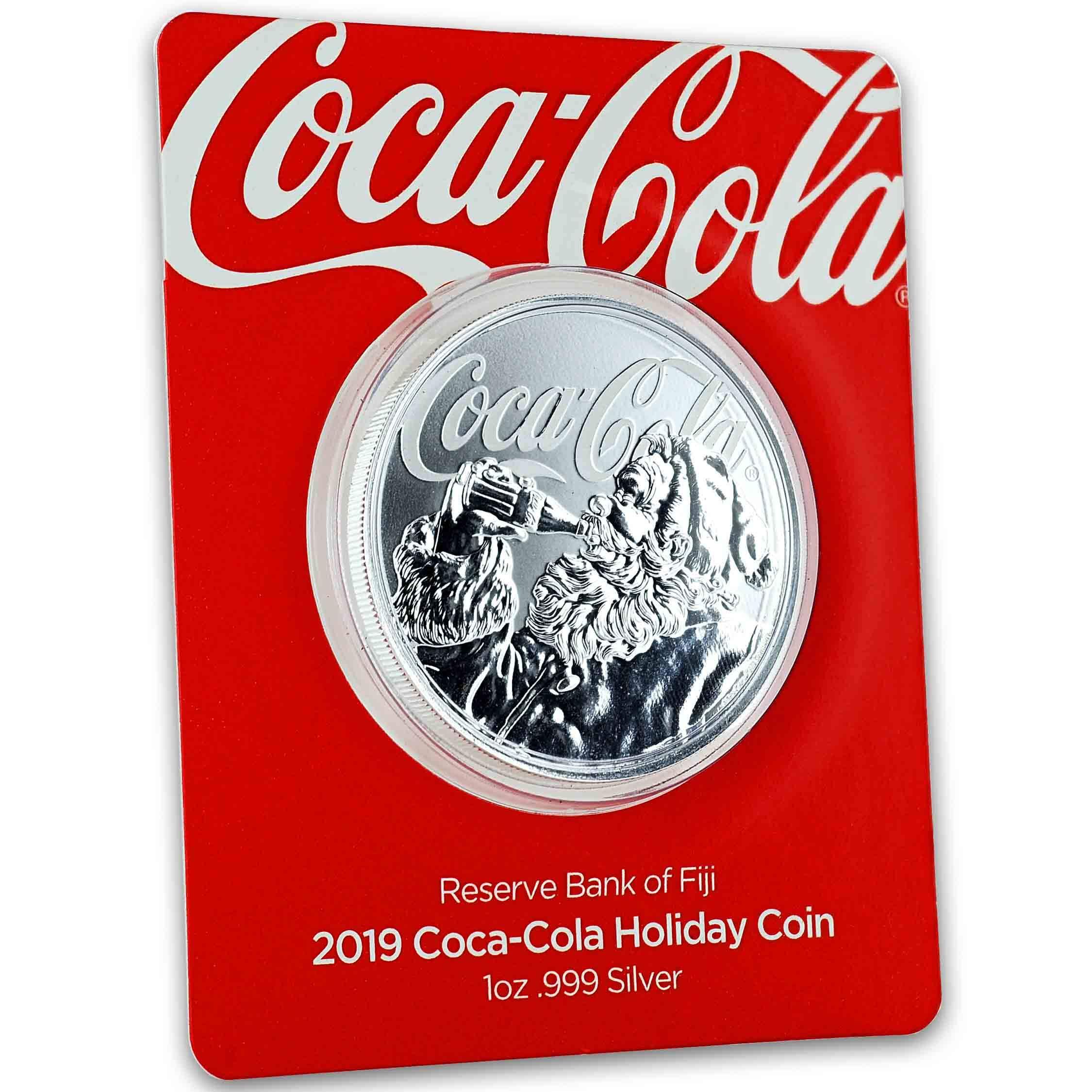2019 Fiji Coca-Cola Santa 1 oz Silver Holiday Coin