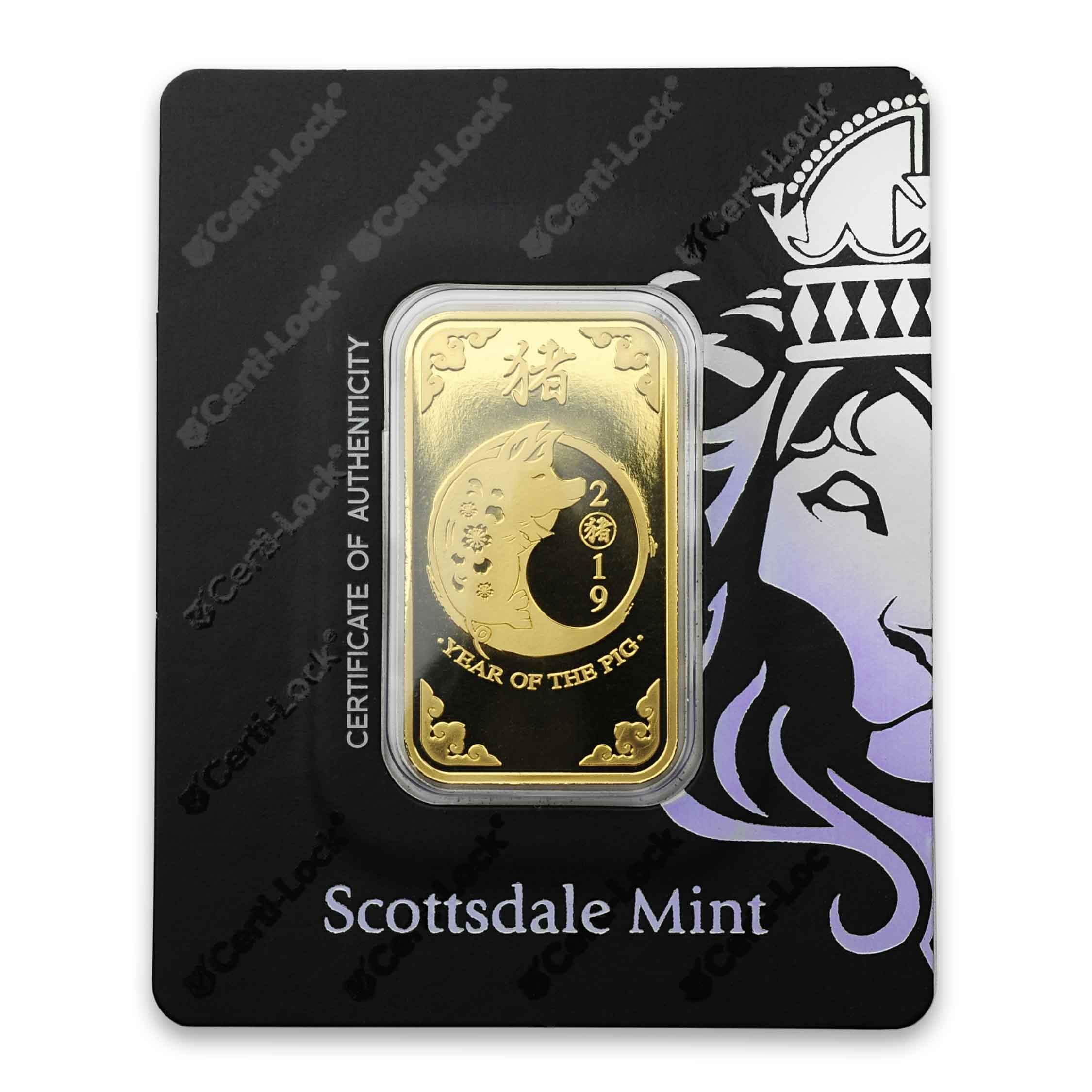 2019 Year of the Pig 1 oz Gold Bar