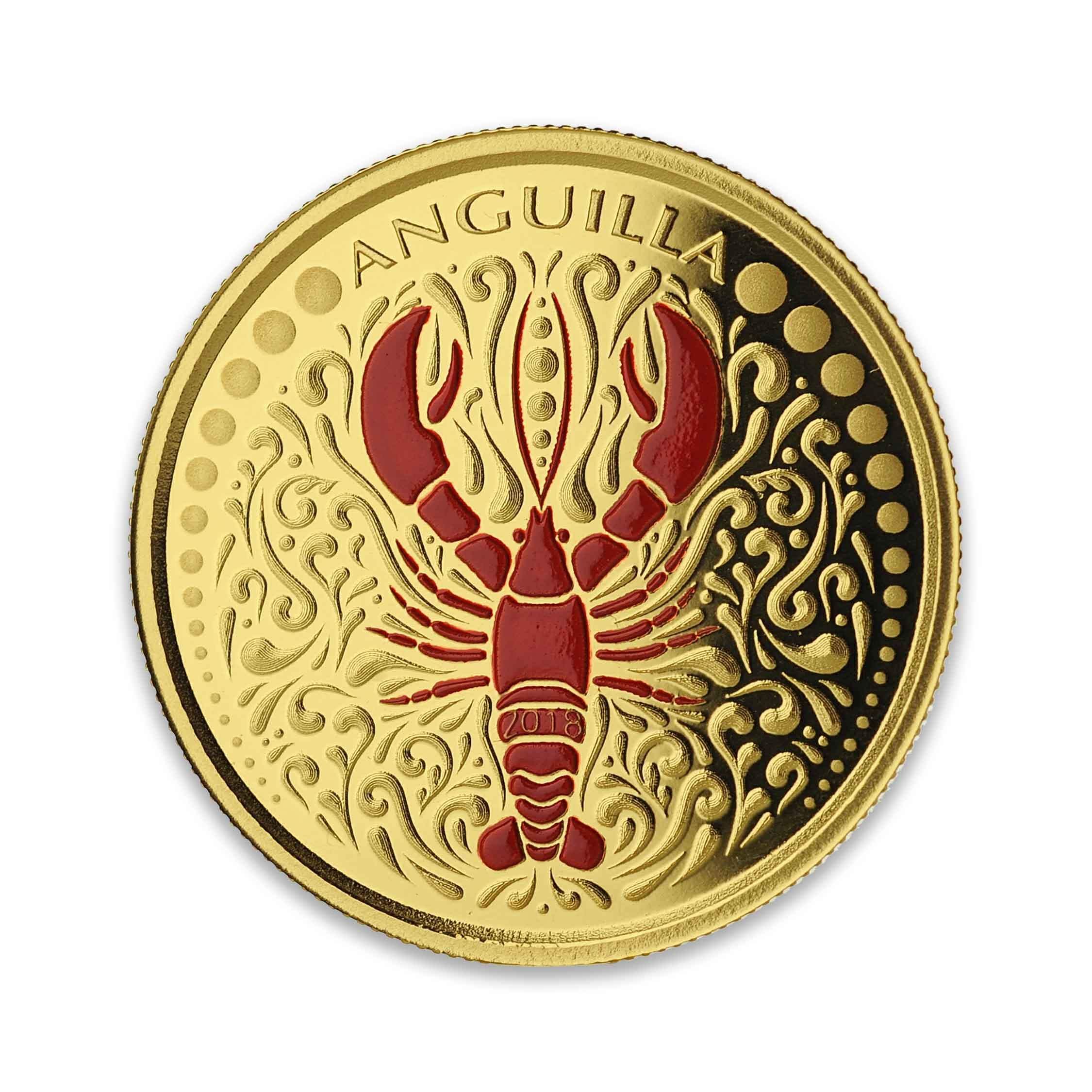 2018 EC8 Anguilla Lobster 1 oz Gold Color Coin