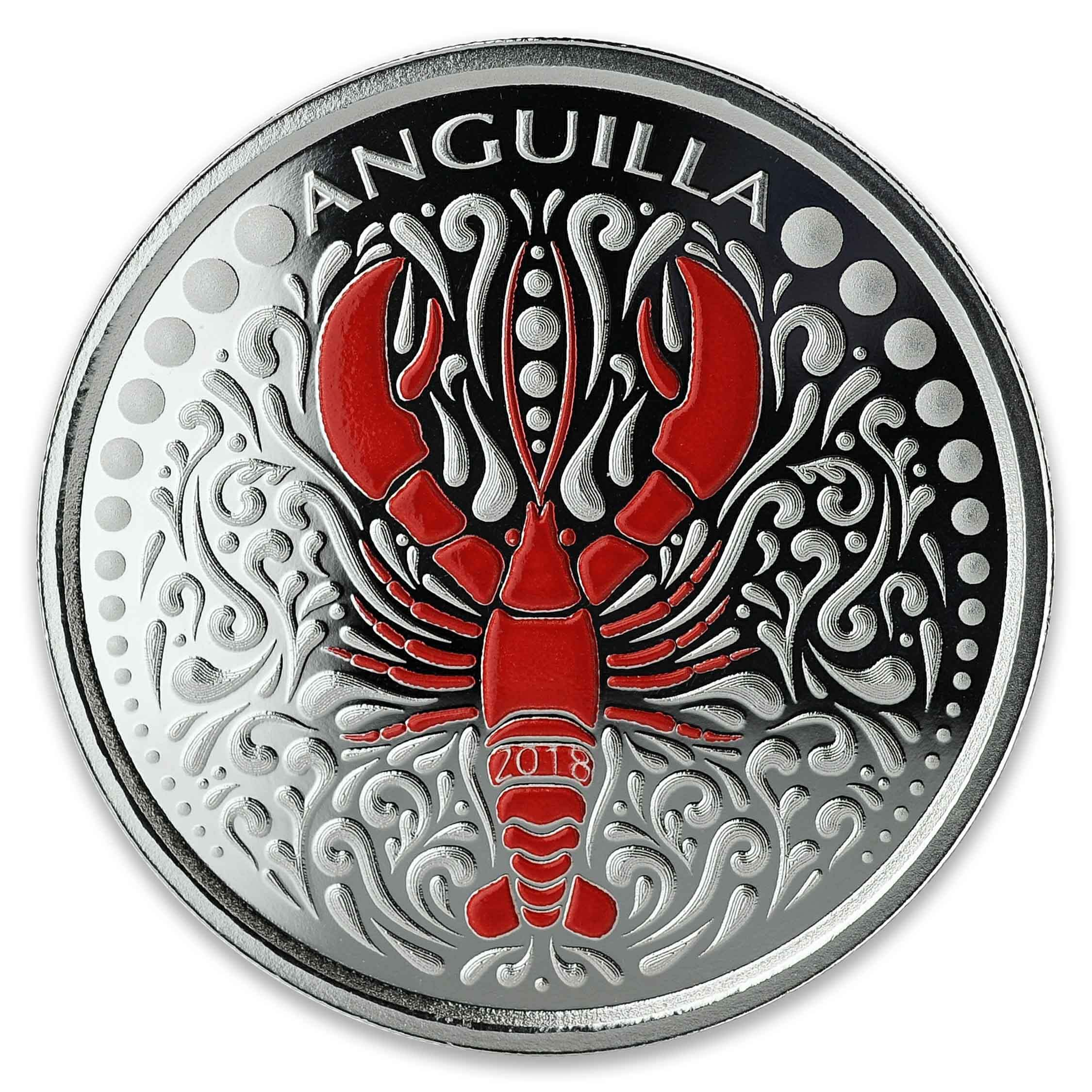 2018 EC8 Anguilla Lobster 1 oz Silver Color Coin