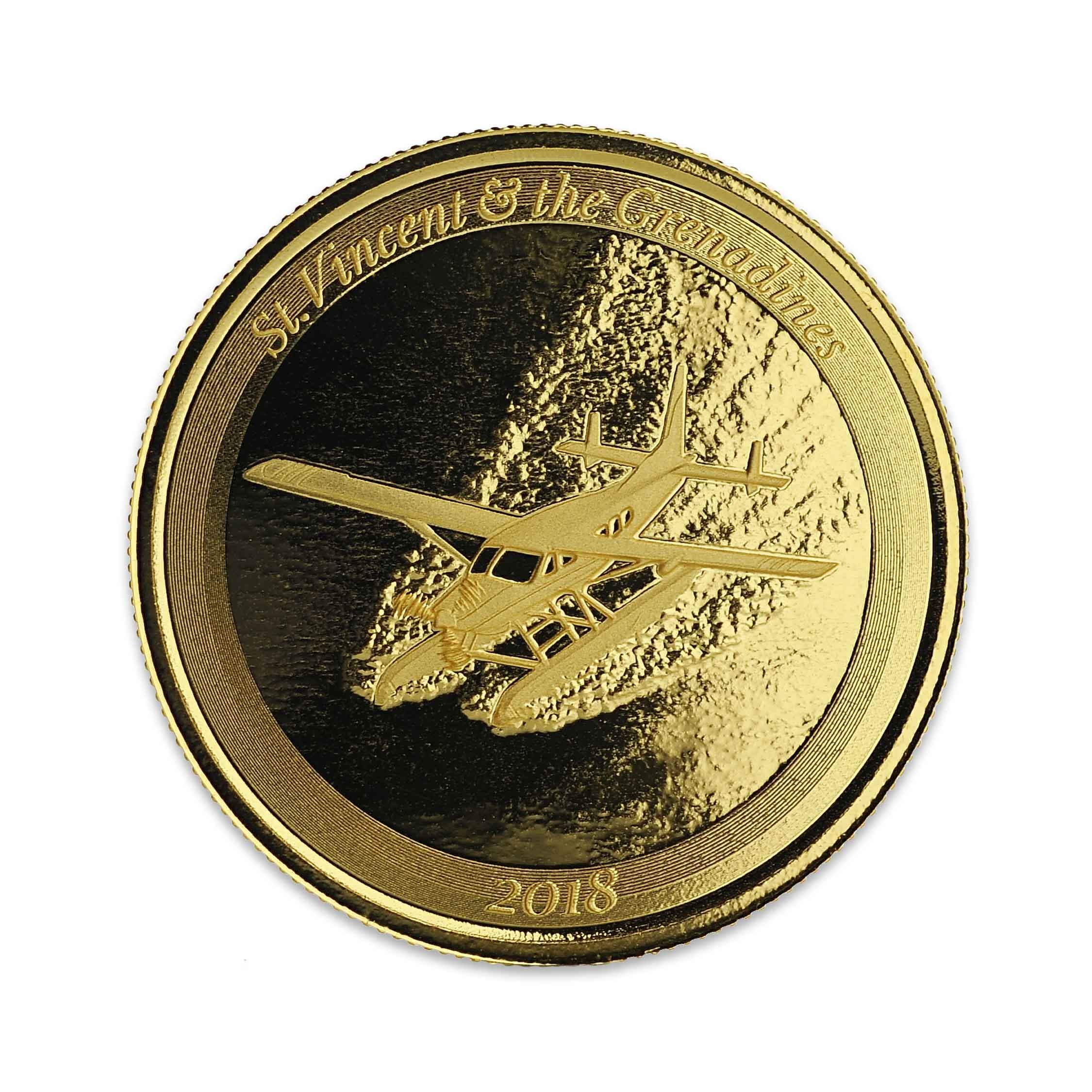 2018 EC8 St. Vincent & the Grenadines Seaplane 1 oz Gold Coin