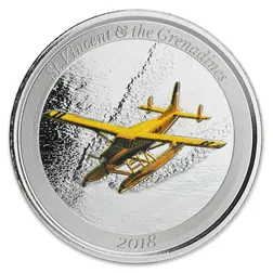 2018 EC8 St. Vincent & the Grenadines Seaplane 1 oz Silver Color Coin