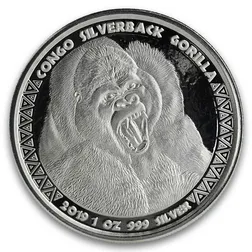 2019 Congo Silverback Gorilla 1 oz Silver Coin