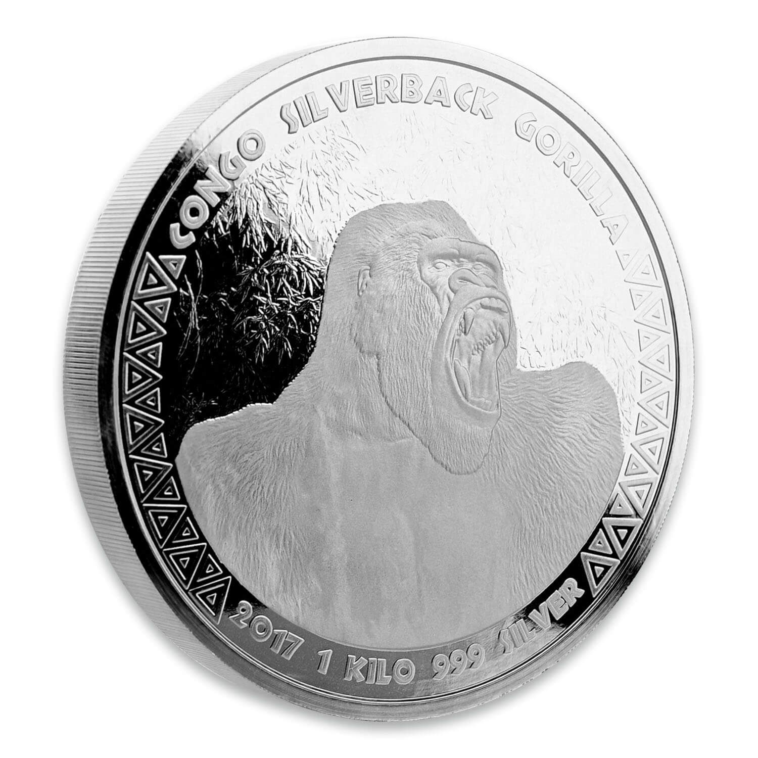 2017 Congo Silverback Gorilla 1 Kilogram Silver Coin