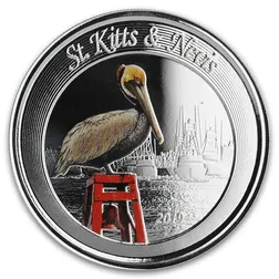 2019 EC8 St. Kitts & Nevis "Brown Pelican" 1 oz Silver Color Coin