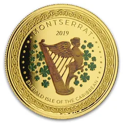 2019 EC8 Montserrat "Emerald Isle of the Caribbean" 1 oz Gold Color Coin