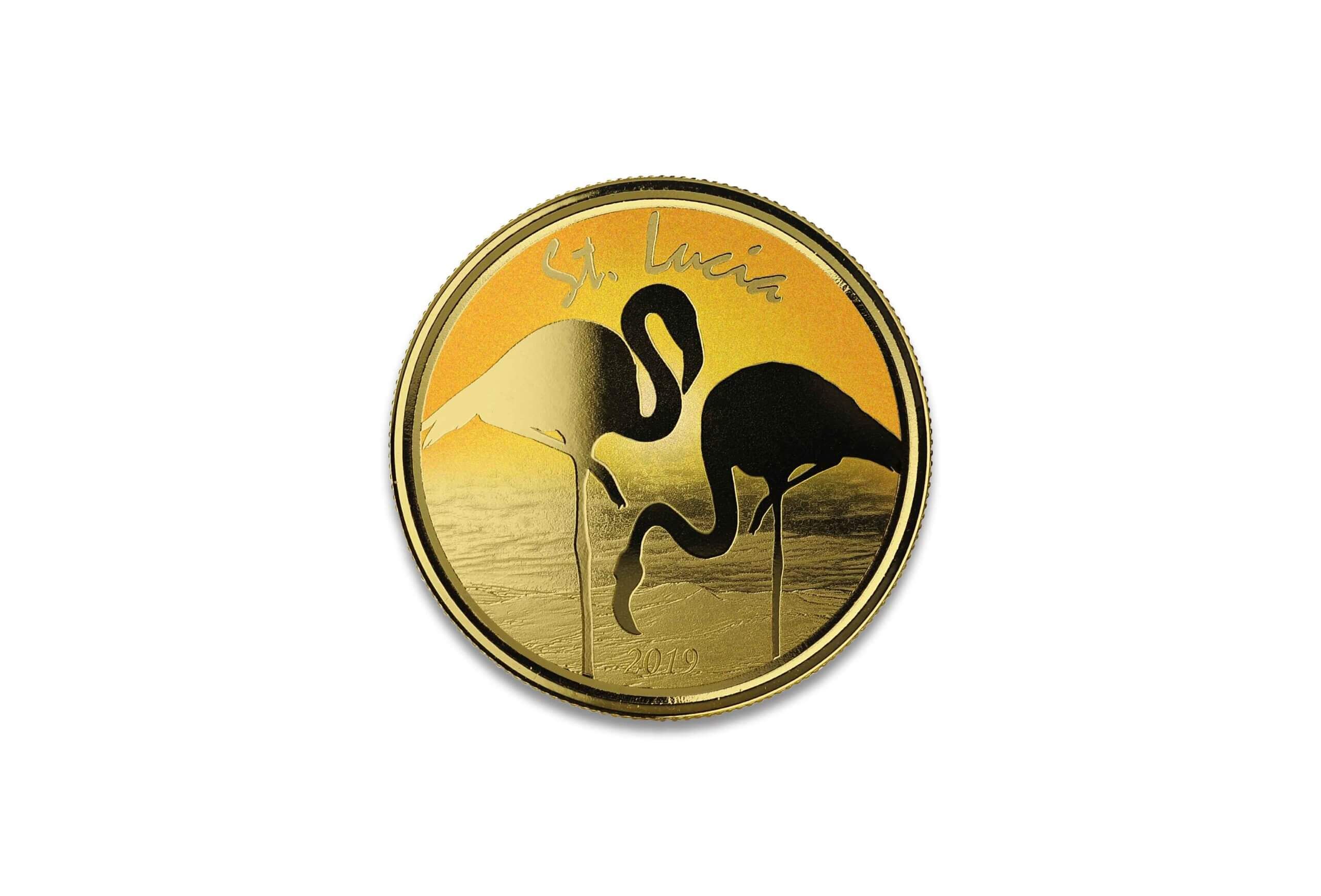 2019 EC8 St. Lucia “Flamingo” 1 oz Gold Color Coin
