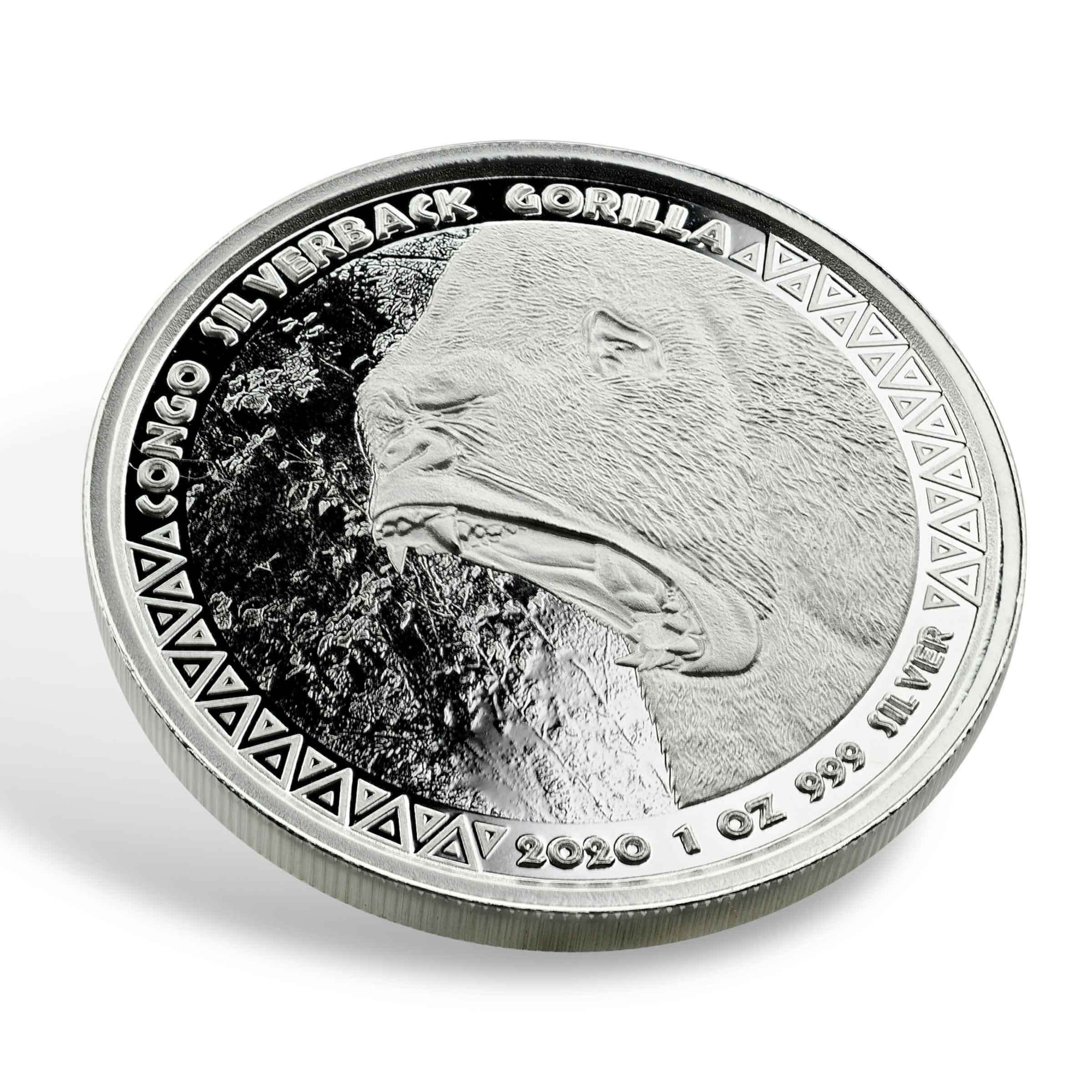 コンゴ シルバーバックゴリラ 銀貨 2020年 1オンス 2020 Congo Silverback Gorilla 1 oz Silver Coin