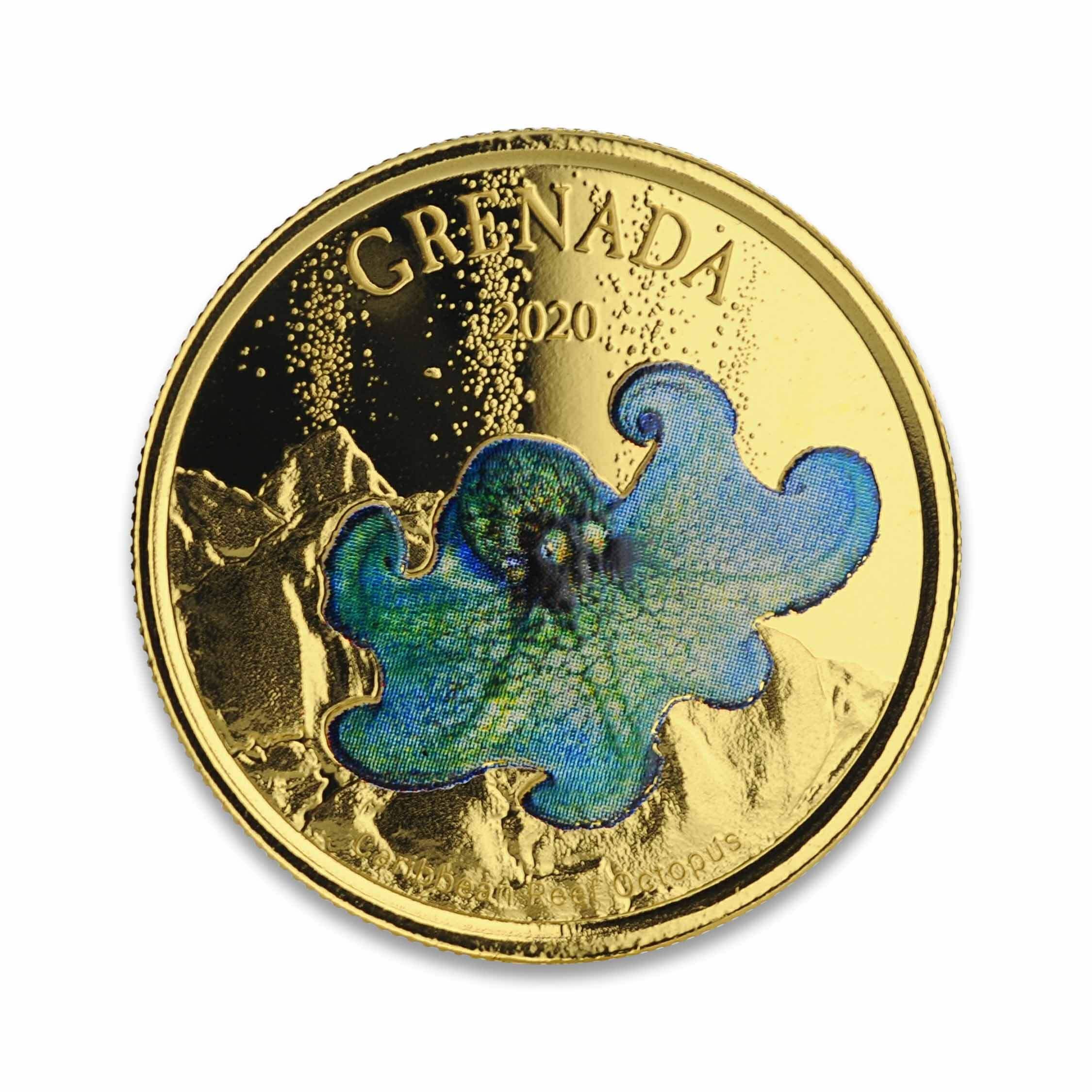 2020 EC8 Grenada “Octopus” 1 oz Gold Color Coin