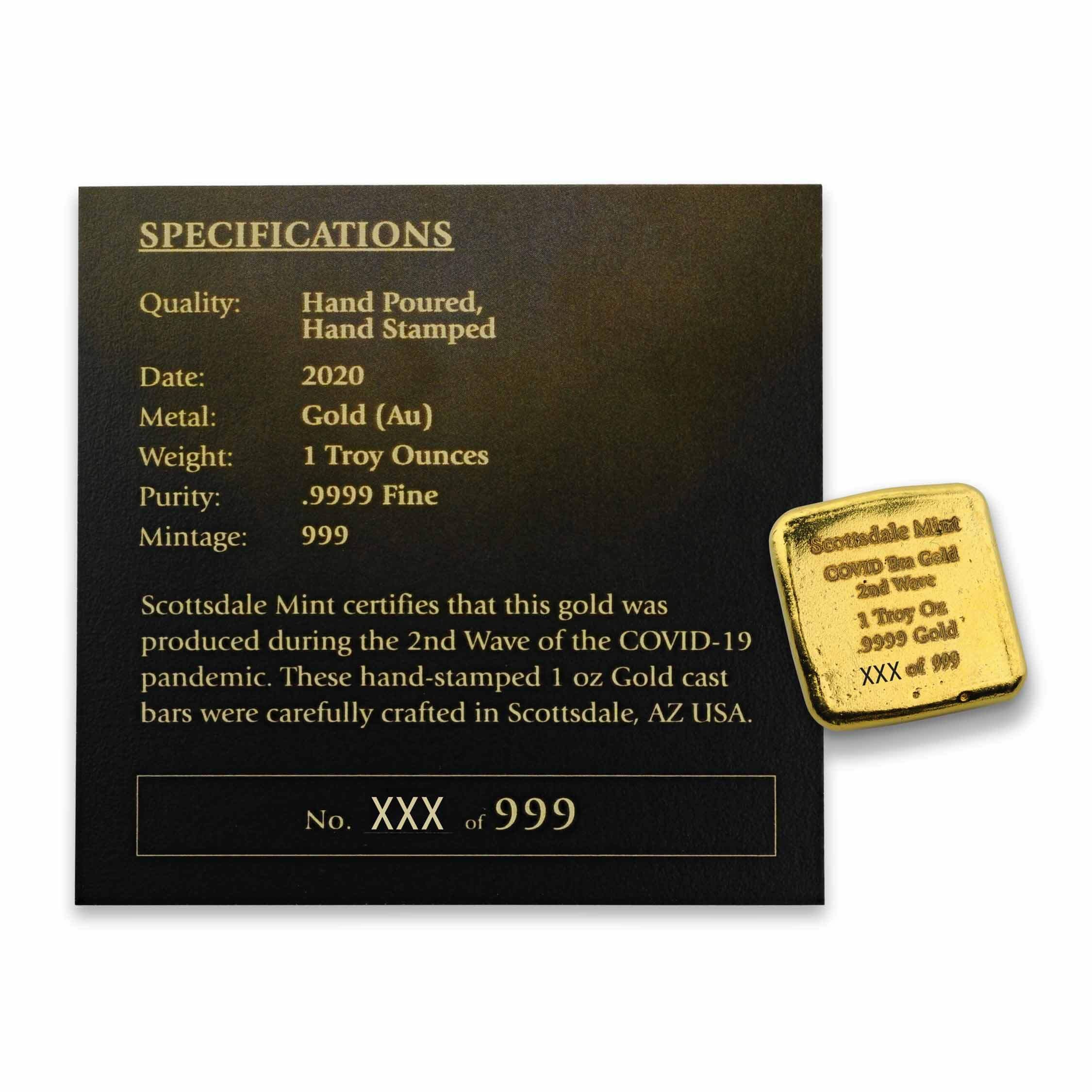 Covid Era Gold 1 oz .9999 Gold Cast Bar