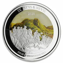 2020 Ec8 St. Kitts & Nevis "siege Of Brimstone Hill" 1 Oz Silver Color Coin