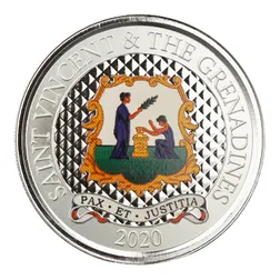 2020 Ec8 St Vincent & The Grenadines "pax Et Justitia" 1 Oz Silver Color Coin