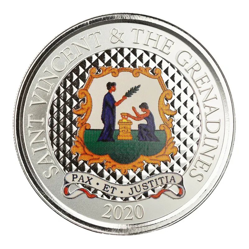 2020 Ec8 St Vincent & The Grenadines "pax Et Justitia" 1 Oz Silver Color Coin