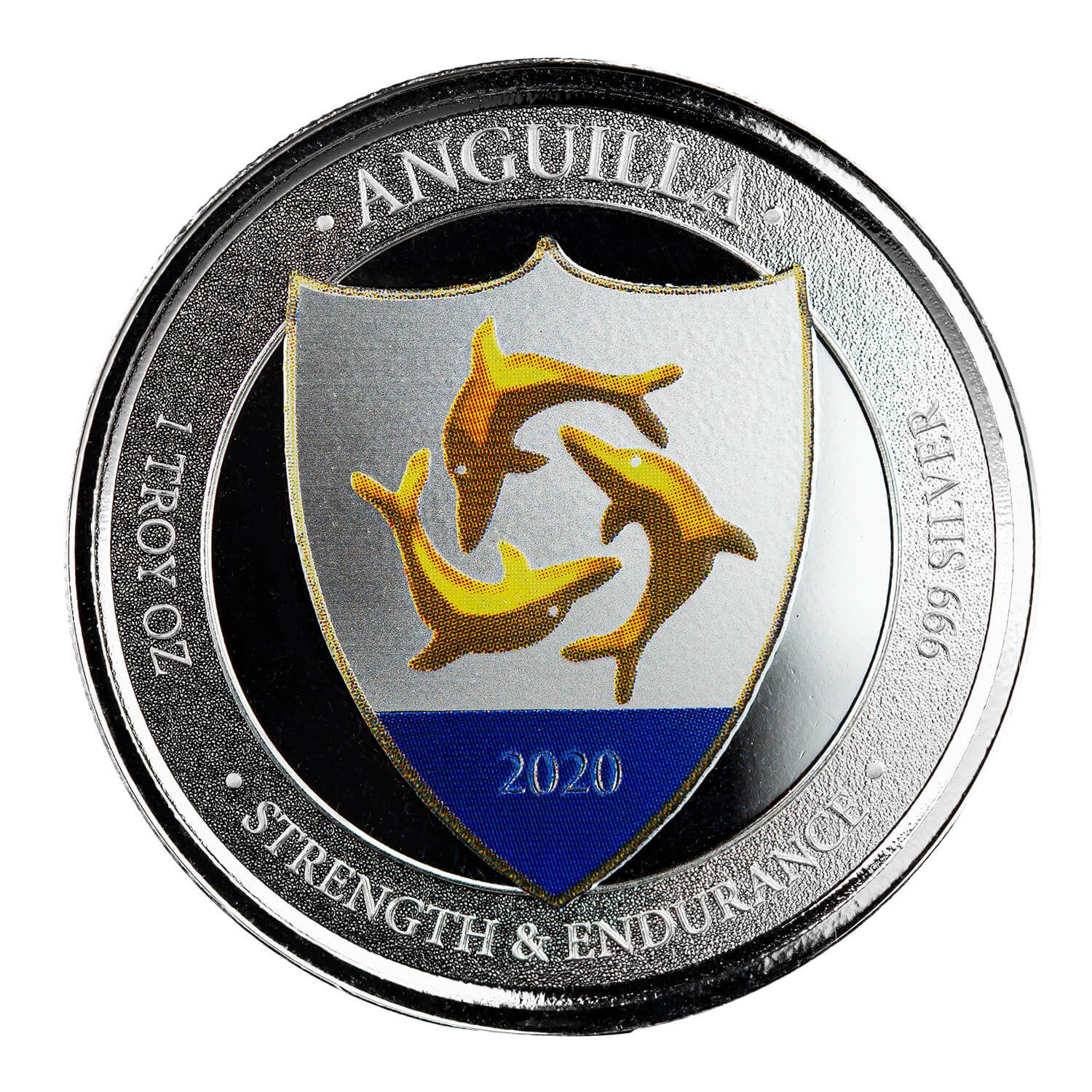 2020 EC8 Anguilla “Coat of Arms” 1 oz Silver Color Coin