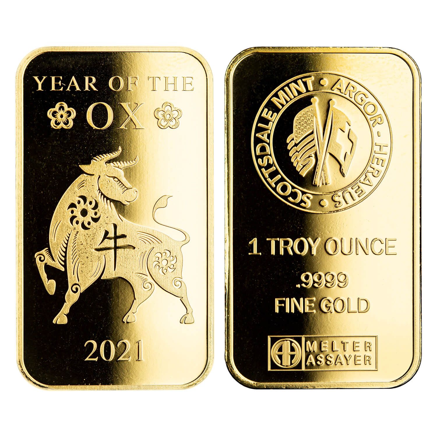 2021 Year of the Ox 1 oz Gold Bar | Scottsdale Mint