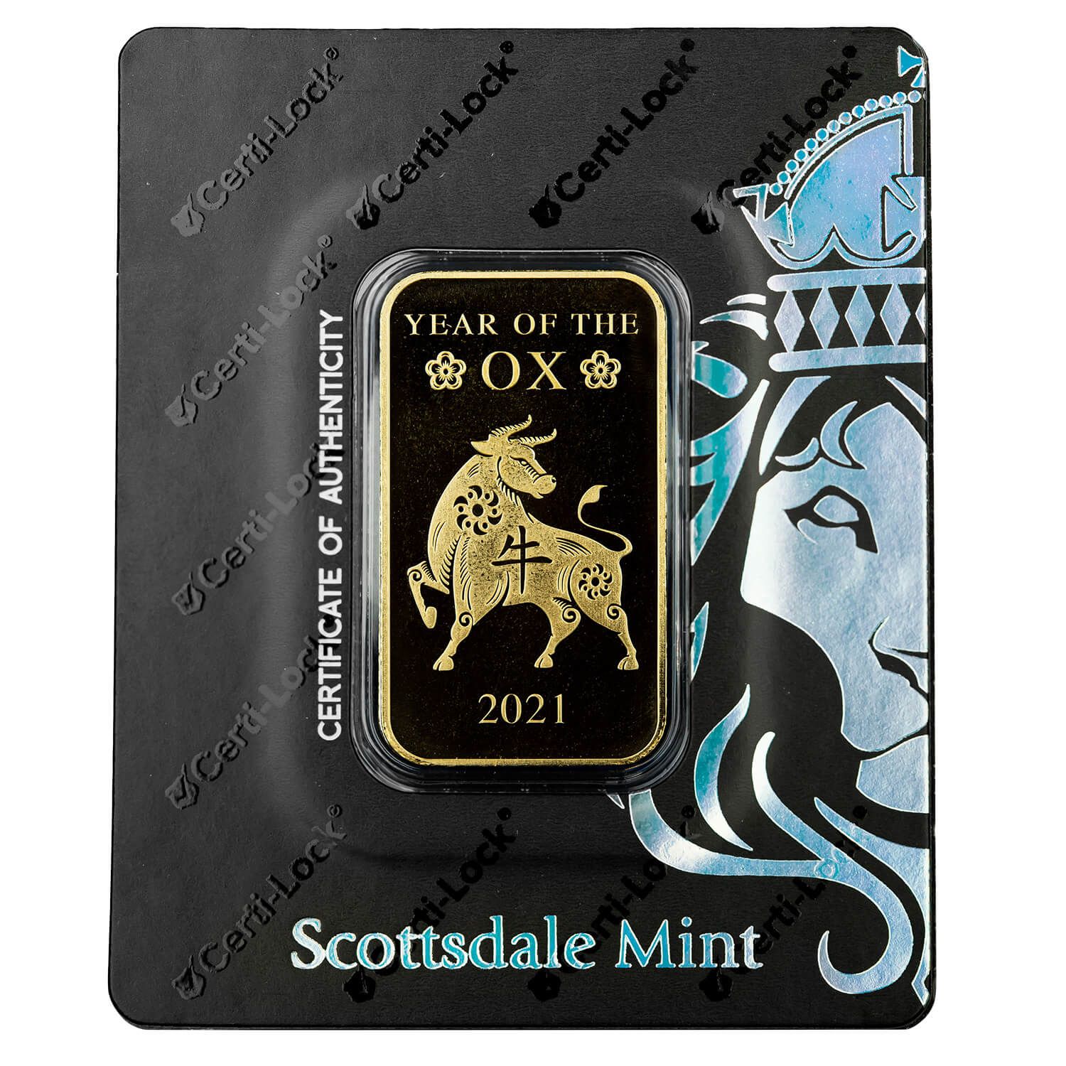 2021 Year of the Ox 1 oz Gold Bar | Scottsdale Mint