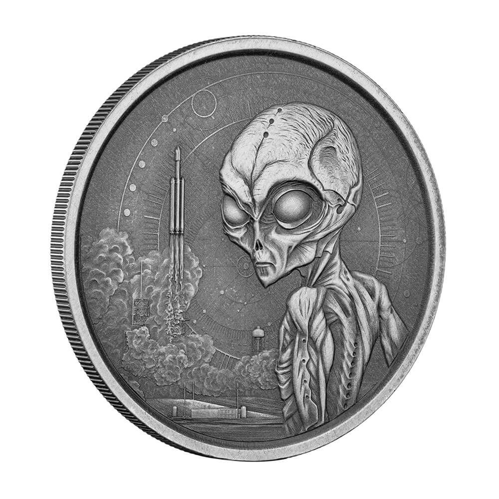 2021 Ghana Alien 1 oz Silver Antique Coin