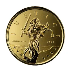 2021 Gibraltar Lady Justice 1 Oz Gold Coin