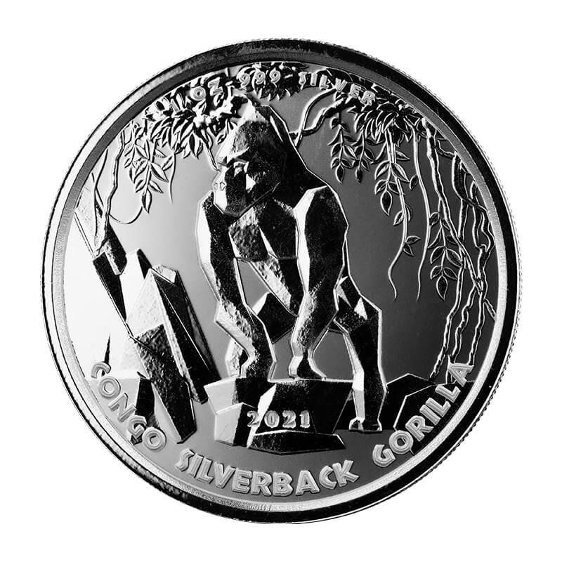 1 oz Silver Coin 2021 Congo Silverback Gorilla