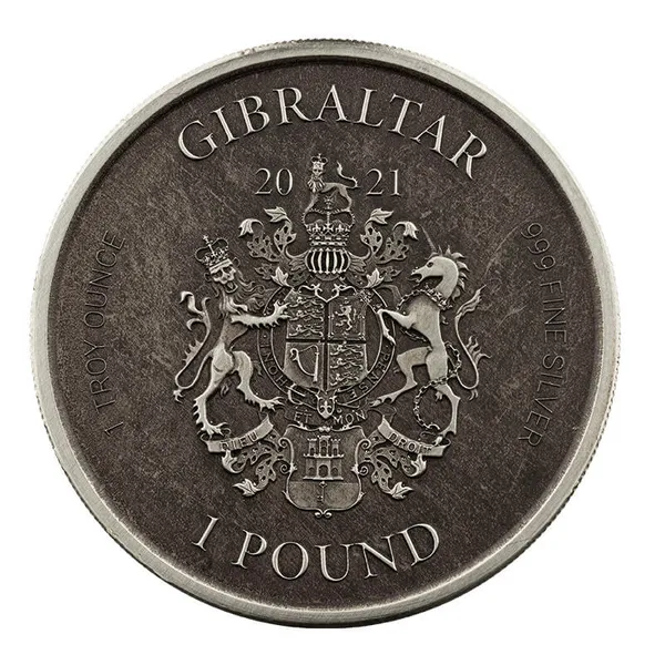 2021 Gibraltar Lady Justice 1 Oz Silver Antique 2