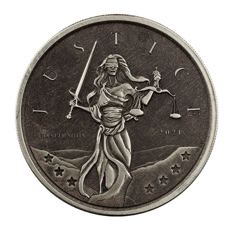 2021 Gibraltar Lady Justice 1 oz Silver Antique Coin