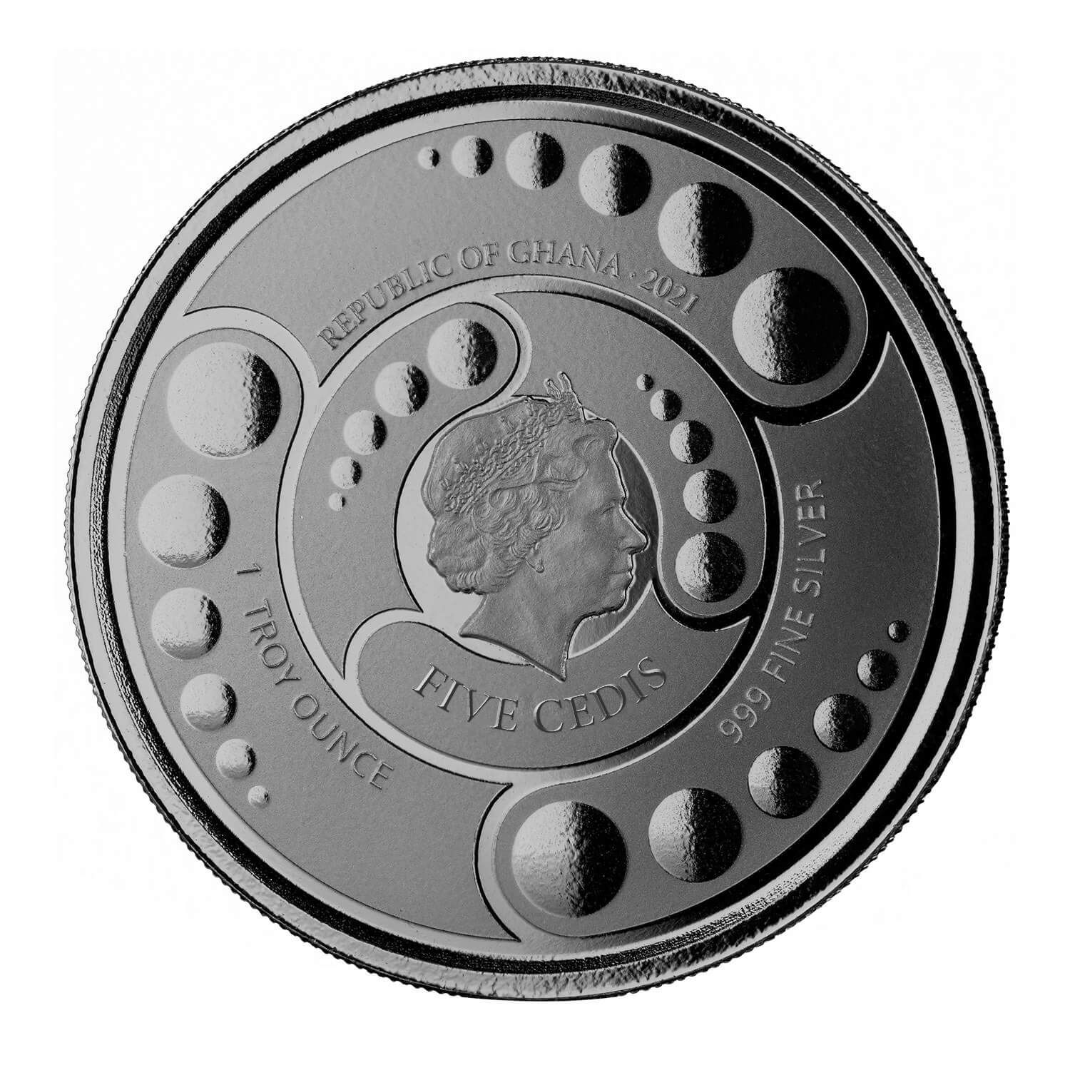 2021 Ghana Alien 1 oz Silver Black Rhodium With Color Coin 2021 Ghana Alien 1 oz Silver Black Rhodium With Color Coin