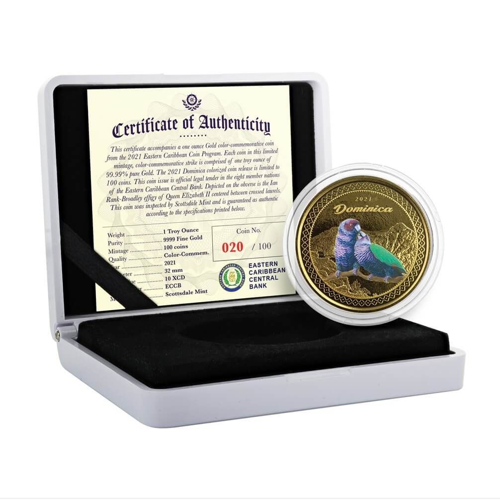 2021 EC8 Dominica 1 oz Gold Color Coin