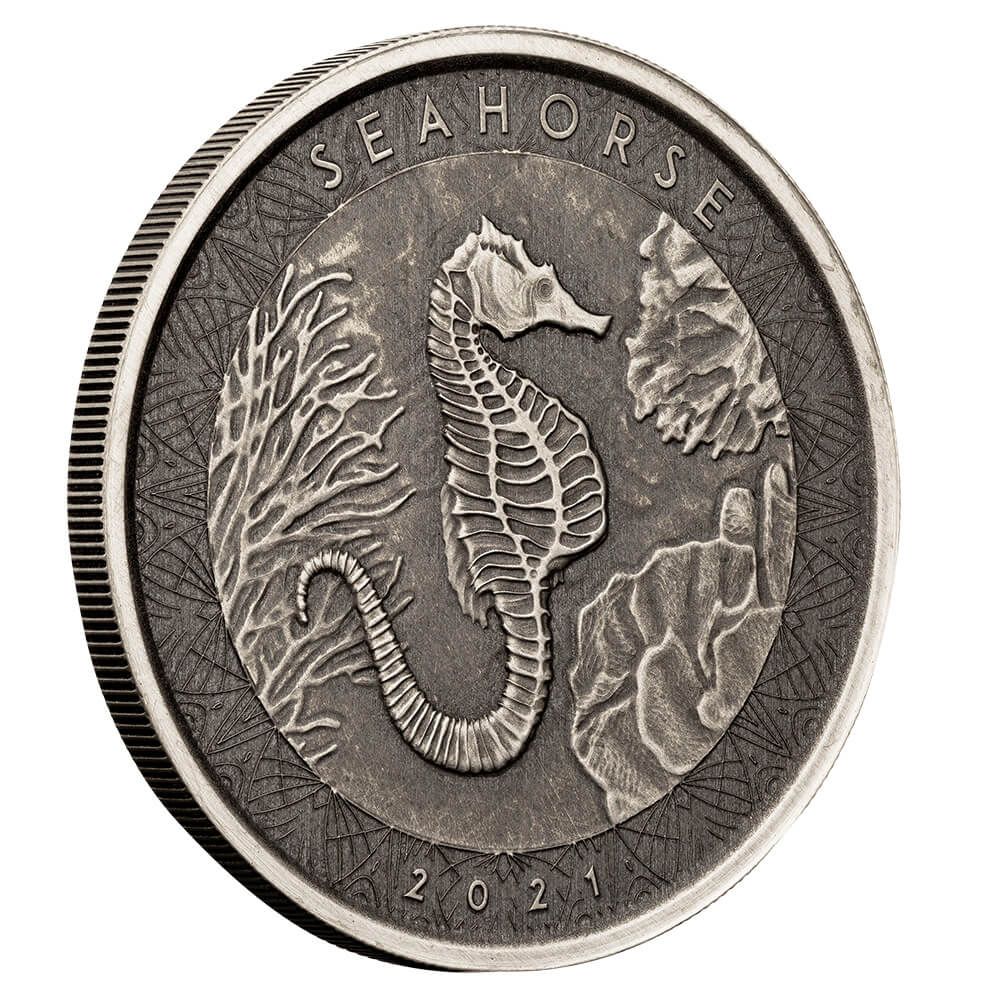 2021年サモア「タツノオトシゴ・シーホース」純銀 1オンス 2021 Samoa Seahorse 1 oz Silver Antique