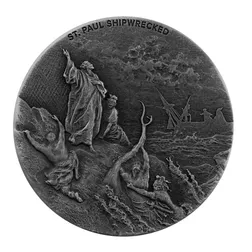 2021 Niue Biblical St Paul Shipwrecked 2 Oz Silver Antique 02