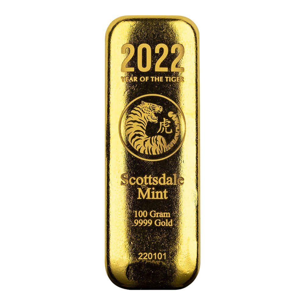 Shop the 2022 Year of the Tiger 100 g Gold Bar at Scottsdale