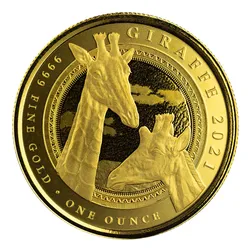 2021 Scottsdale Mint Guinea Giraffe 1 oz Gold Coin Legal Tender in Equatorial Guinea