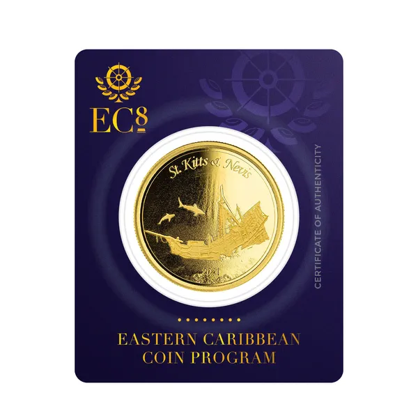 2021 Ec8 St Kitts & Nevis 1 Oz Gold Coin Sunken Ship