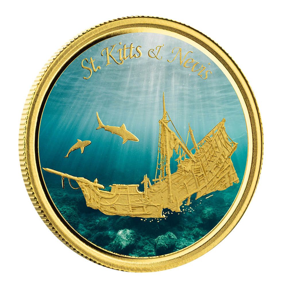 2021 EC8 St Kitts & Nevis 1 oz Gold Color Coin