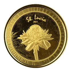 2021 EC8 St Lucia 1 oz Gold Color Coin Legal Tender Flower