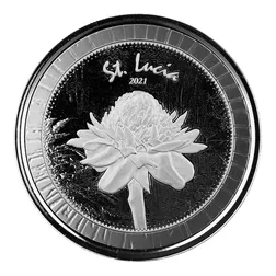2021 EC8 St Lucia 1 oz Silver Bu Coin Legal Tender Flower