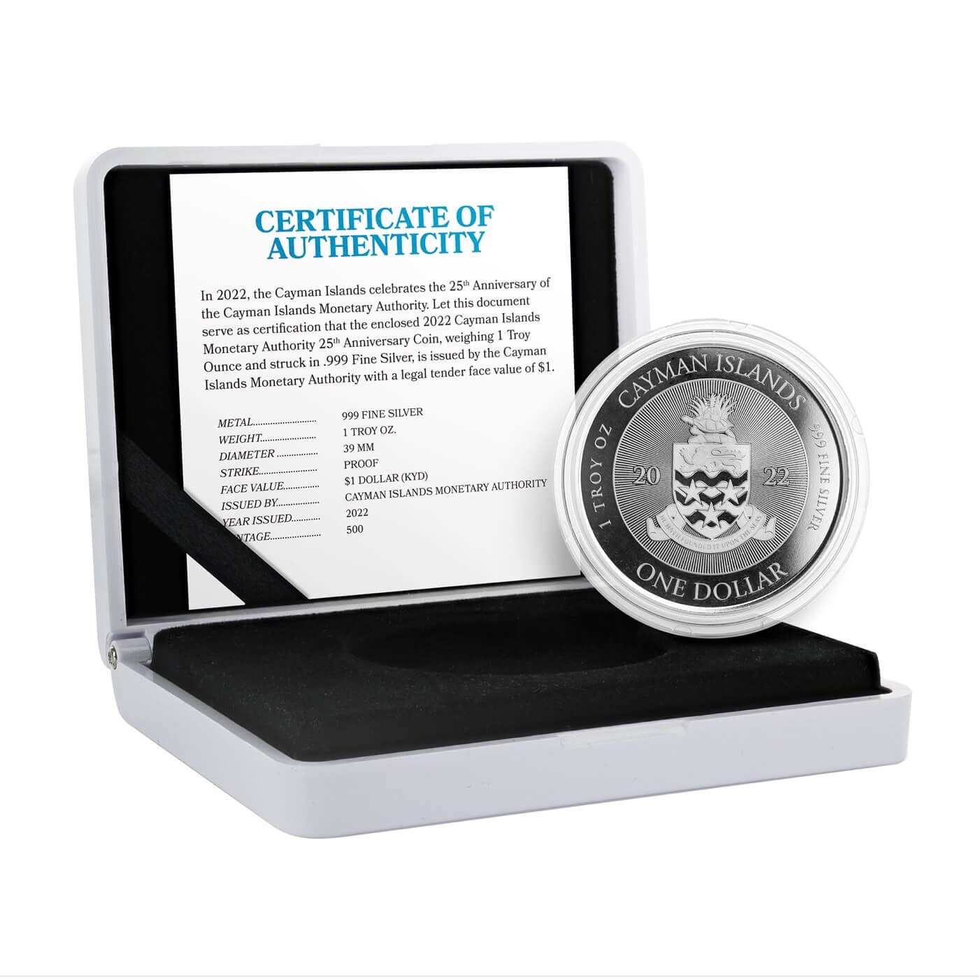 2022 Cayman Islands CIMA 25th Anniversary 1 oz Silver Proof Coin