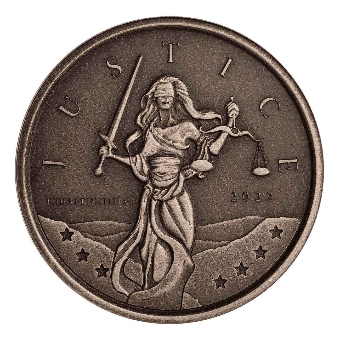 2022 Gibraltar Lady Justice 1 oz Silver Antique Coin