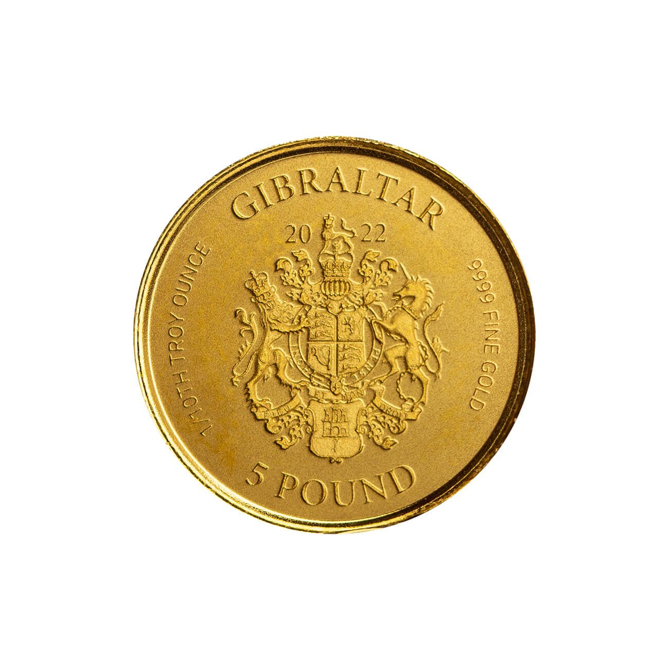 2022 Gibraltar Lady Justice 1/10th oz Gold Coin