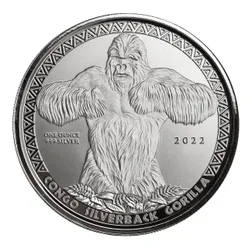 2022 Congo Silverback Gorilla 1 Oz Silver Bu Coin Scottsdale Mint 04